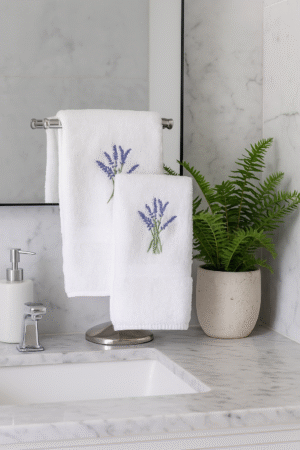 Juego de toalla y toallon bordados