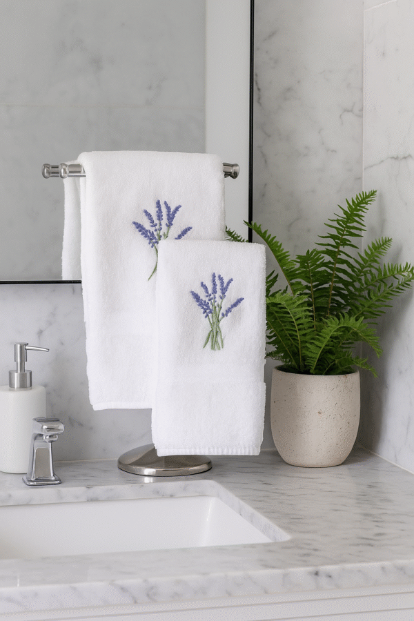 Juego de toalla y toallon bordados